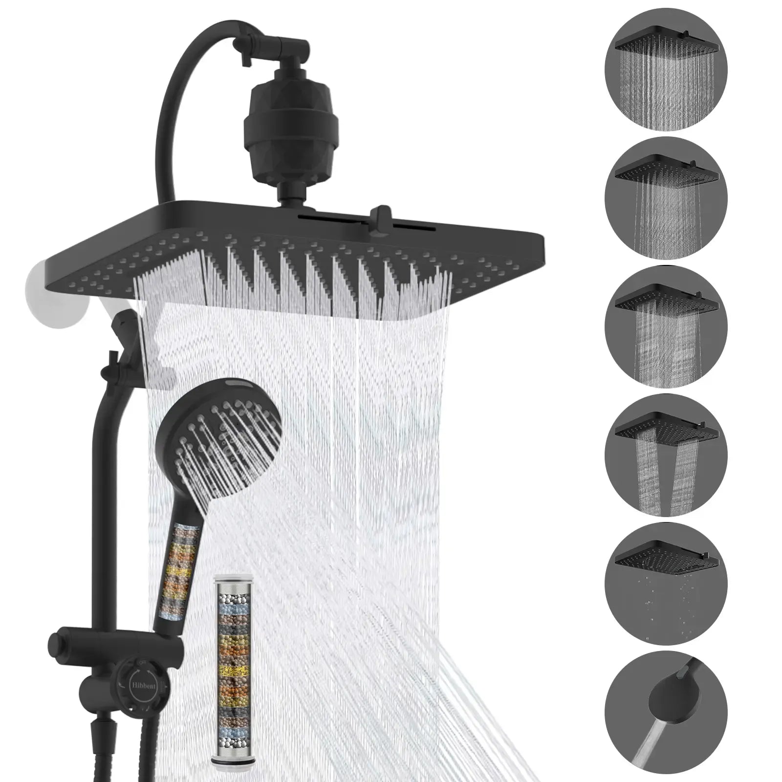 13-Inch High-Pressure Rainfall Shower Head Combo – 10-Mode Handheld Sprayer & Adjustable Extension Arm