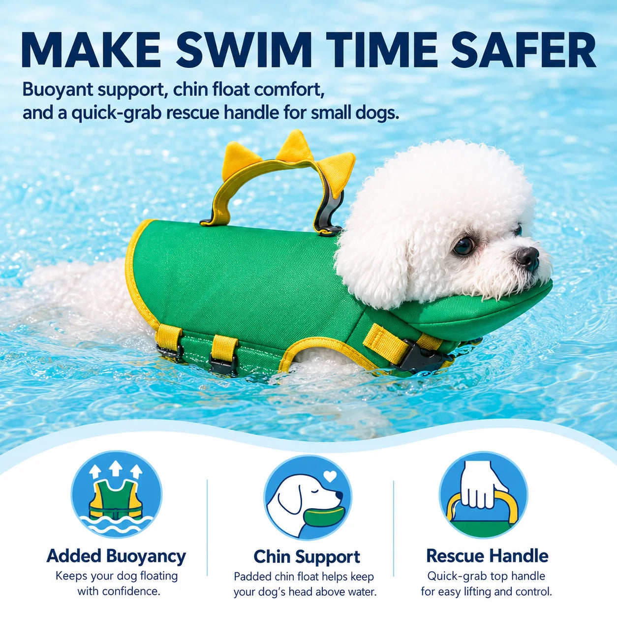 💦Premium Dog Life Vest for Swimming & Boating