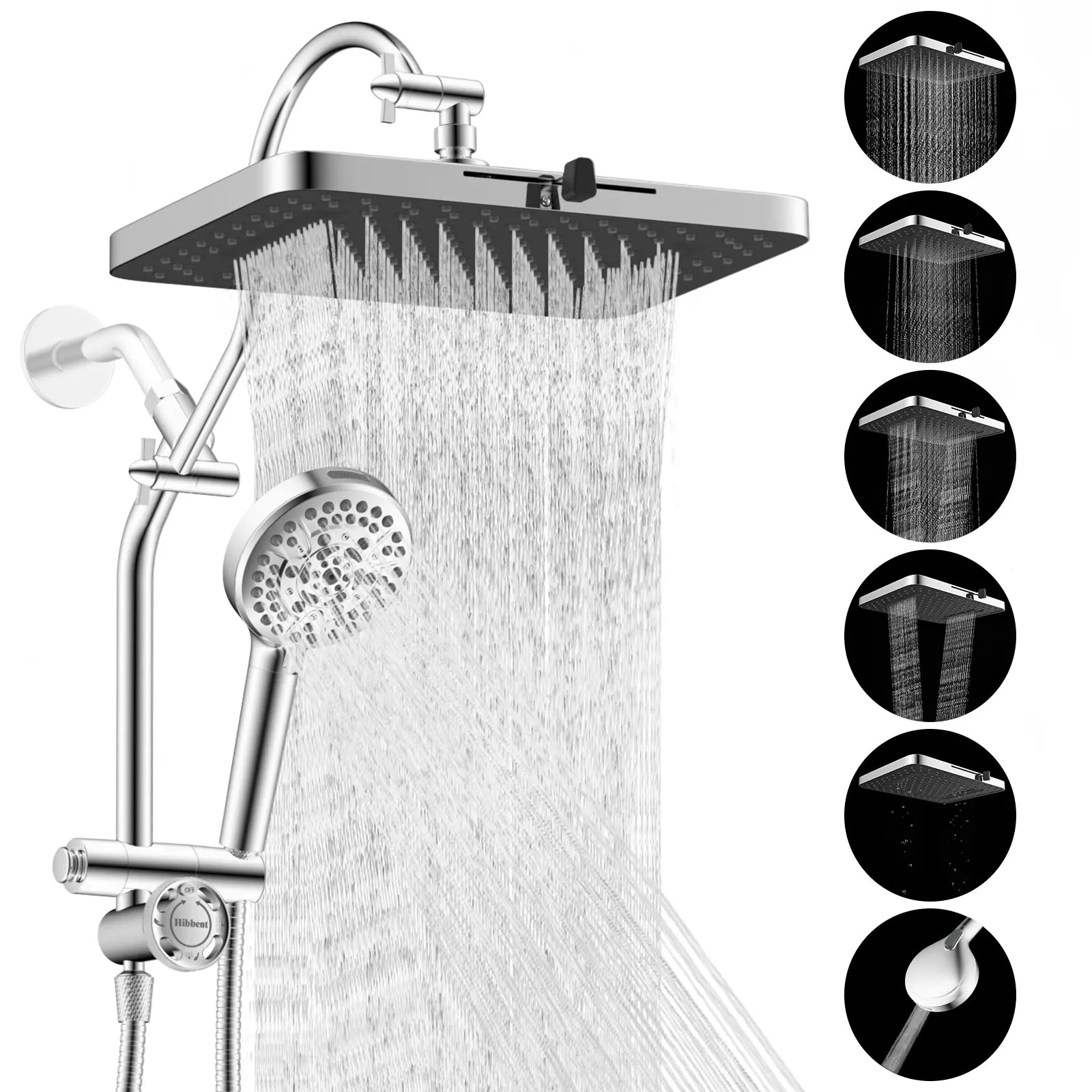 13-Inch High-Pressure Rainfall Shower Head Combo – 10-Mode Handheld Sprayer & Adjustable Extension Arm