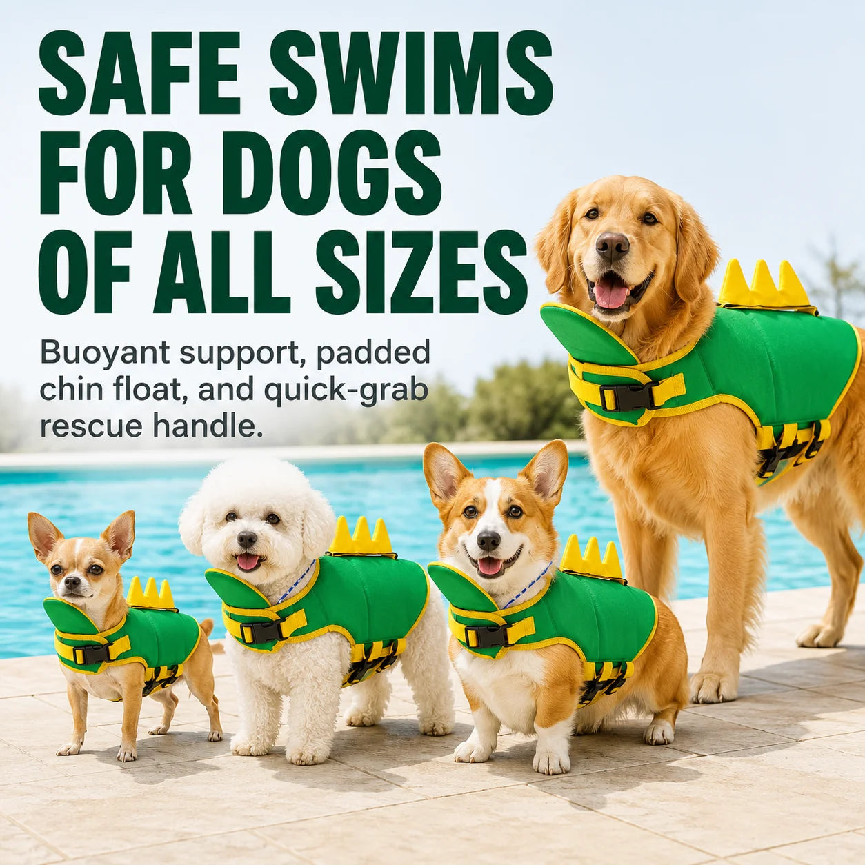 💦Premium Dog Life Vest for Swimming & Boating