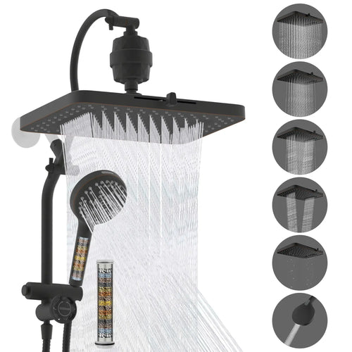 13-Inch High-Pressure Rainfall Shower Head Combo – 10-Mode Handheld Sprayer & Adjustable Extension Arm