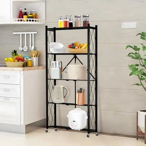 Portable Foldable Metal Steel Storage Rack, No Assembly Required