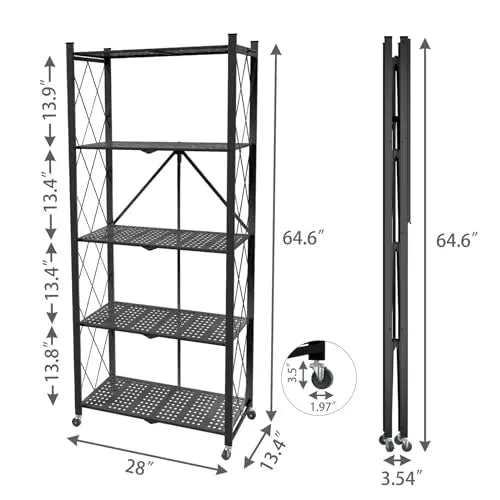Portable Foldable Metal Steel Storage Rack, No Assembly Required