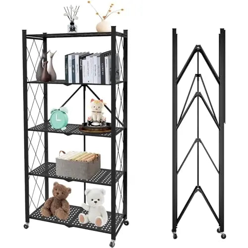 Portable Foldable Metal Steel Storage Rack, No Assembly Required