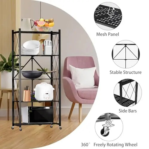 Portable Foldable Metal Steel Storage Rack, No Assembly Required
