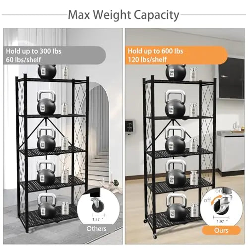 Portable Foldable Metal Steel Storage Rack, No Assembly Required