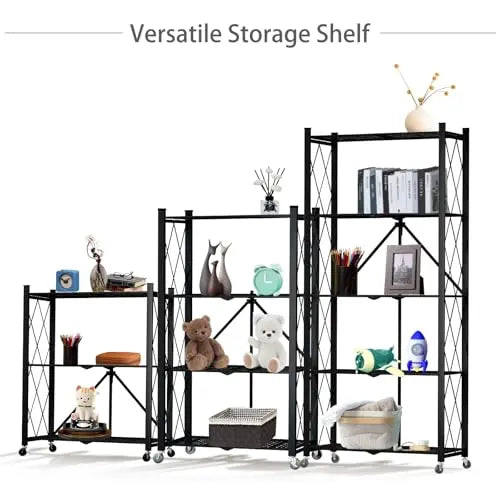 Portable Foldable Metal Steel Storage Rack, No Assembly Required
