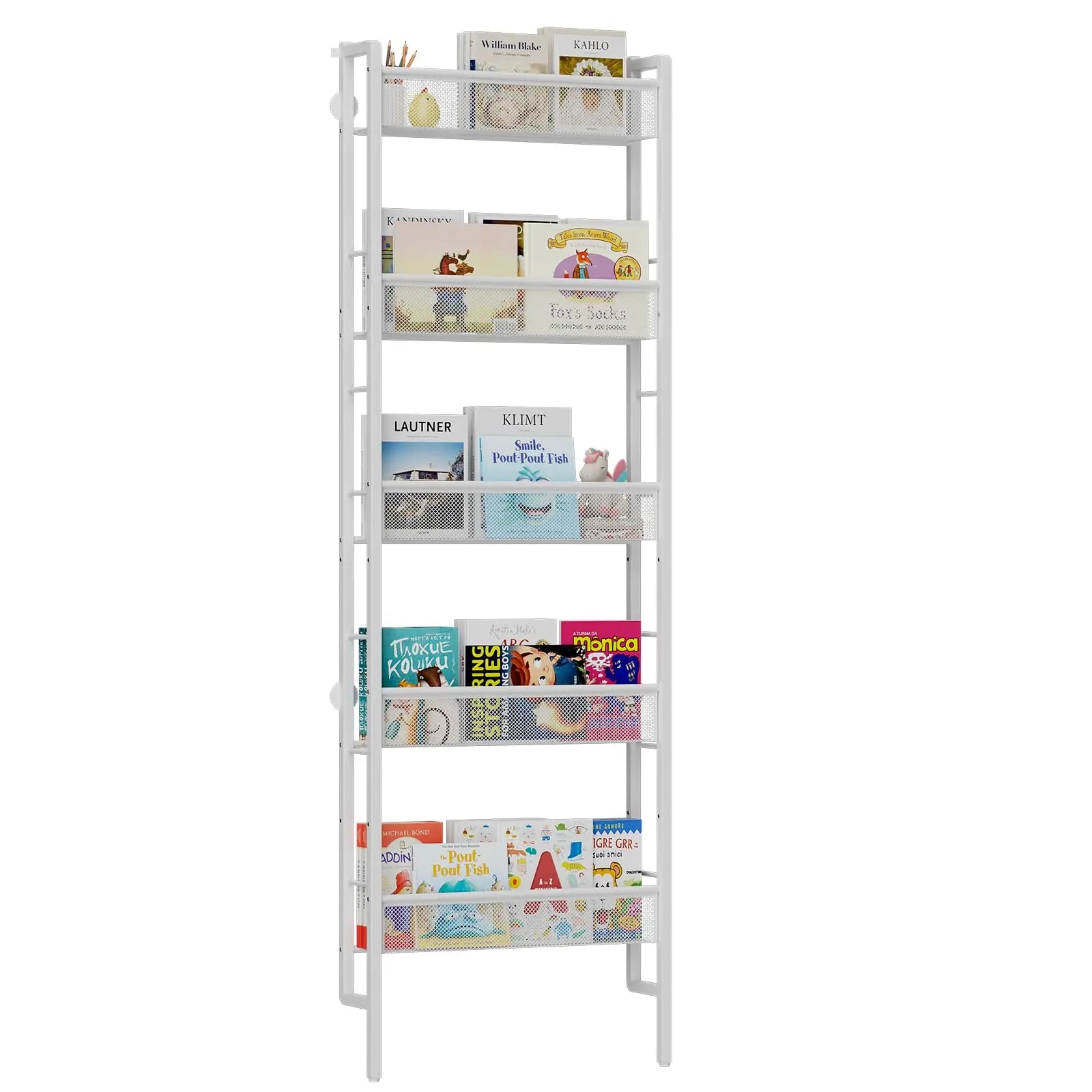 Wall-mounted five-level children's bookshelf, baby room toy storage rack
