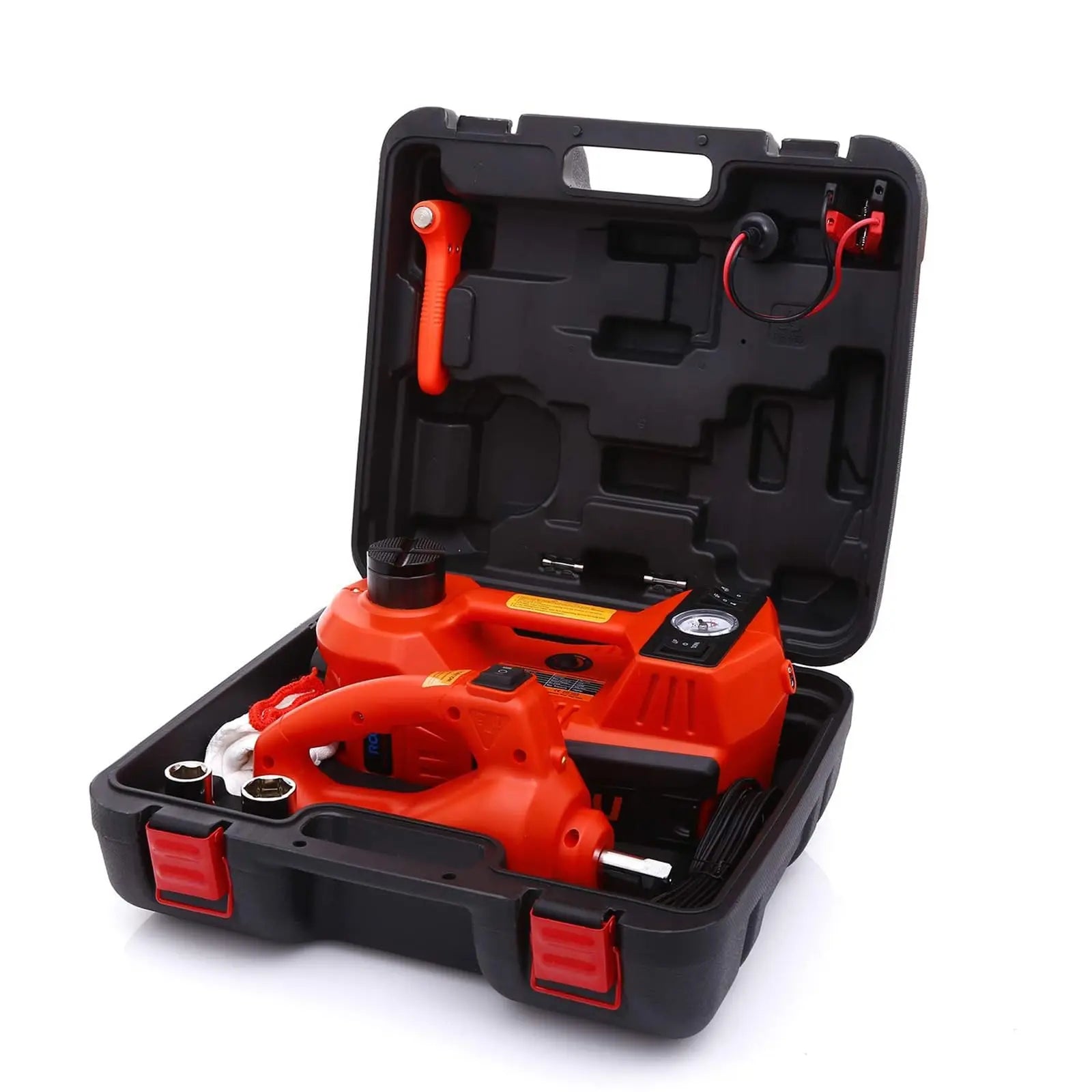 Electric vehicle jack - 5 tons - 12V - Pedal type jack, impact wrench, air pump