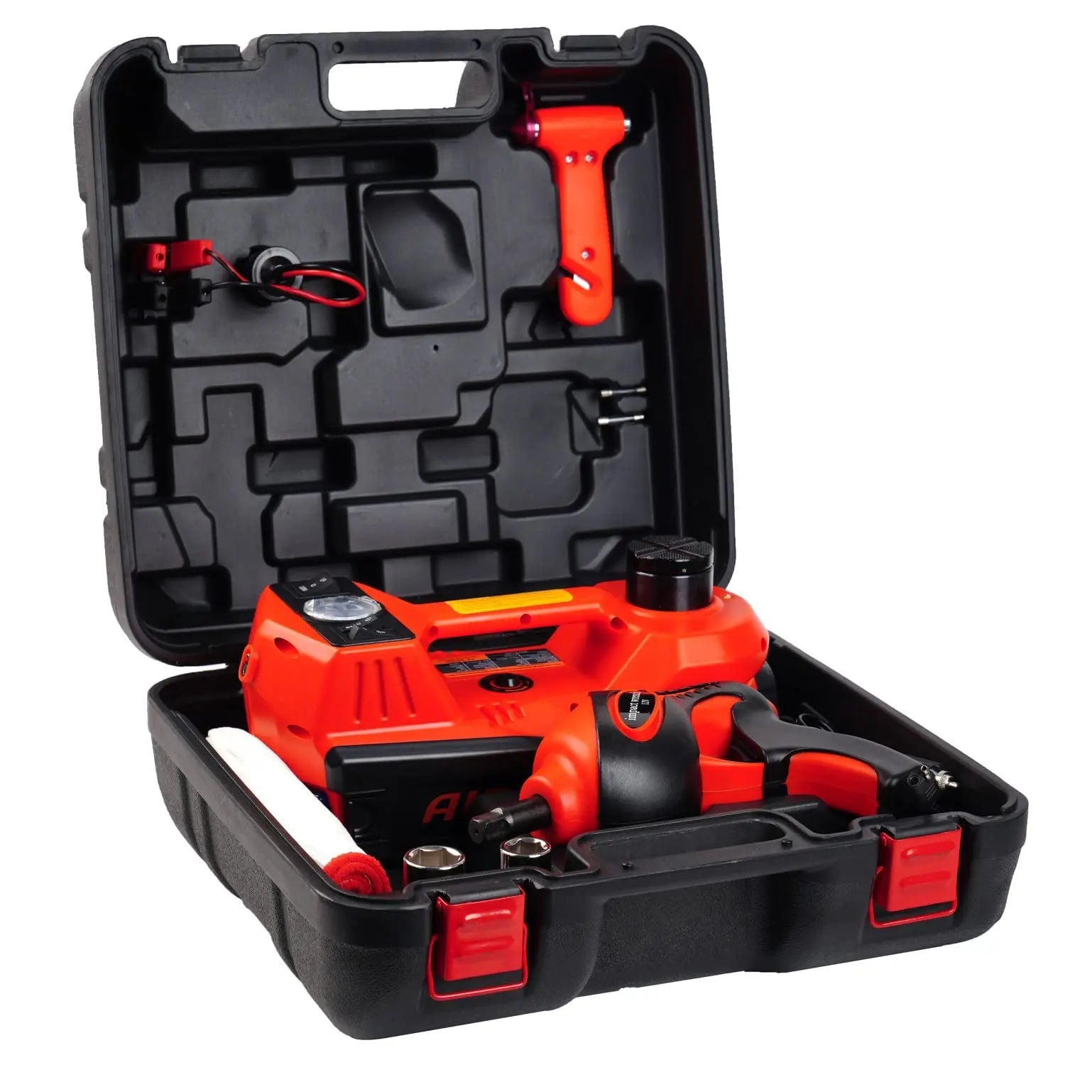 Electric vehicle jack - 5 tons - 12V - Pedal type jack, impact wrench, air pump