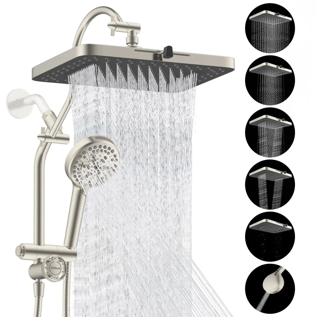13-Inch High-Pressure Rainfall Shower Head Combo – 10-Mode Handheld Sprayer & Adjustable Extension Arm