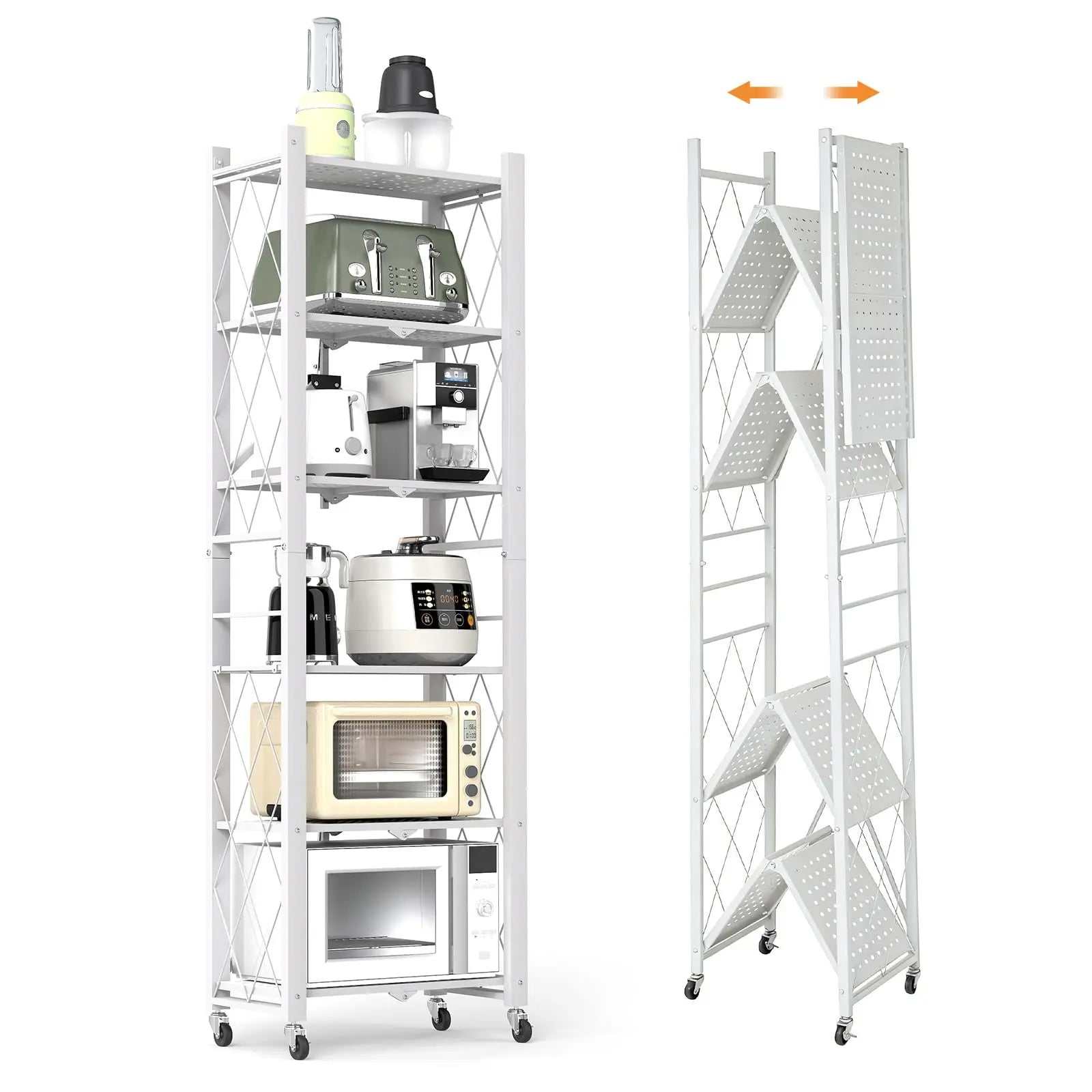 Portable Foldable Metal Steel Storage Rack, No Assembly Required