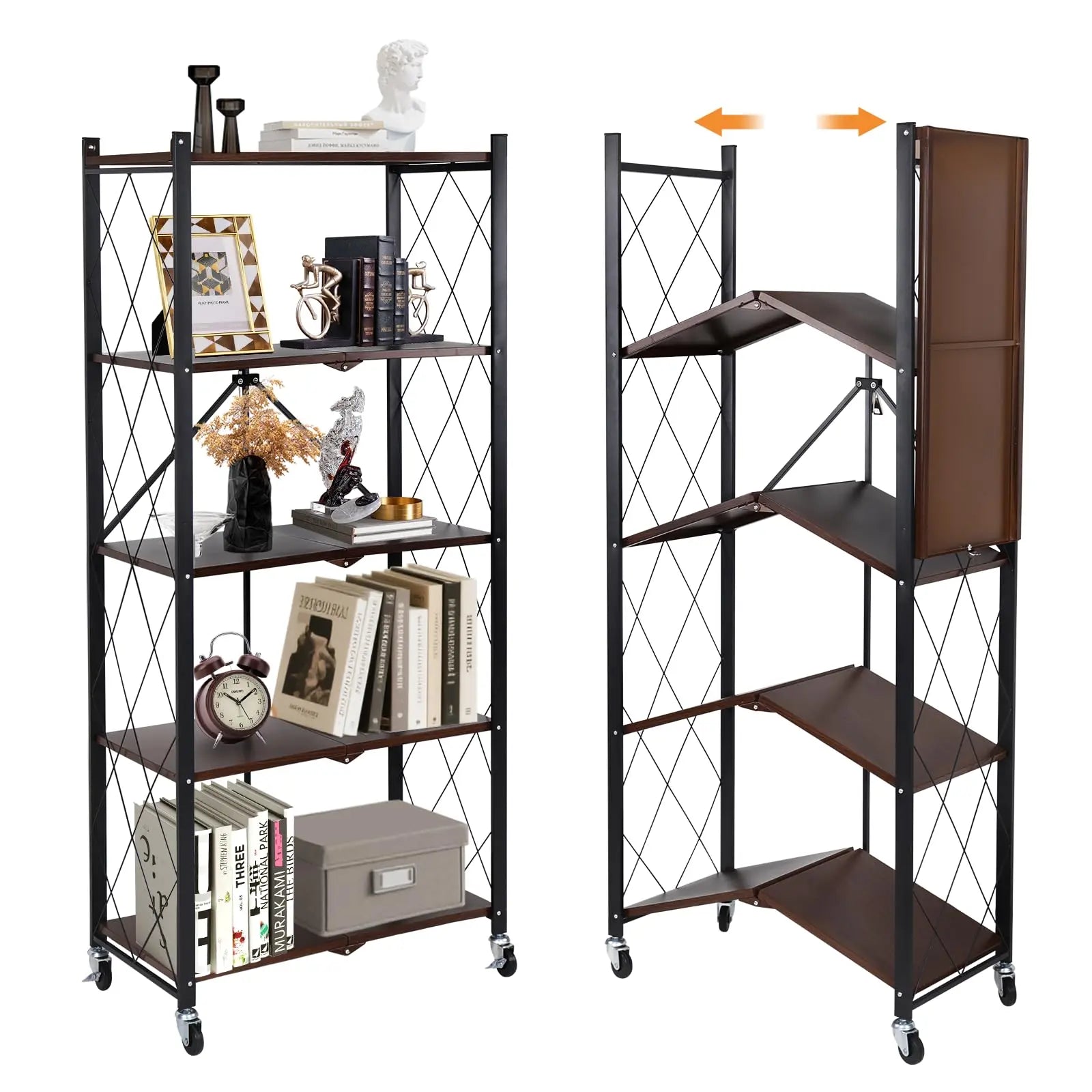 Portable Foldable Metal Steel Storage Rack, No Assembly Required