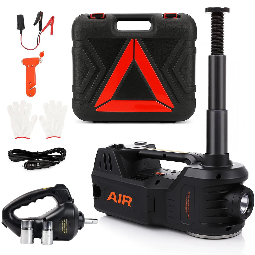 Electric vehicle jack - 5 tons - 12V - Pedal type jack, impact wrench, air pump
