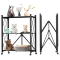 Portable Foldable Metal Steel Storage Rack, No Assembly Required