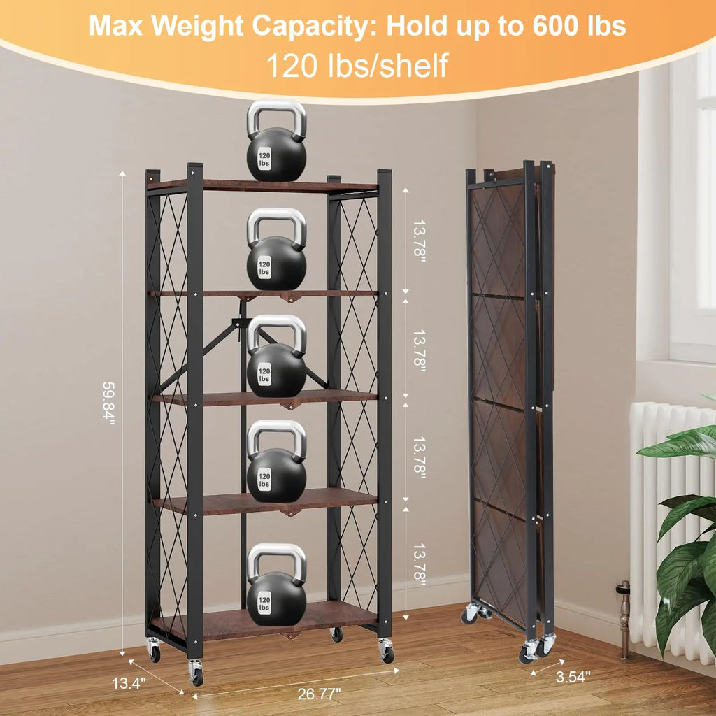 Portable Foldable Metal Steel Storage Rack, No Assembly Required