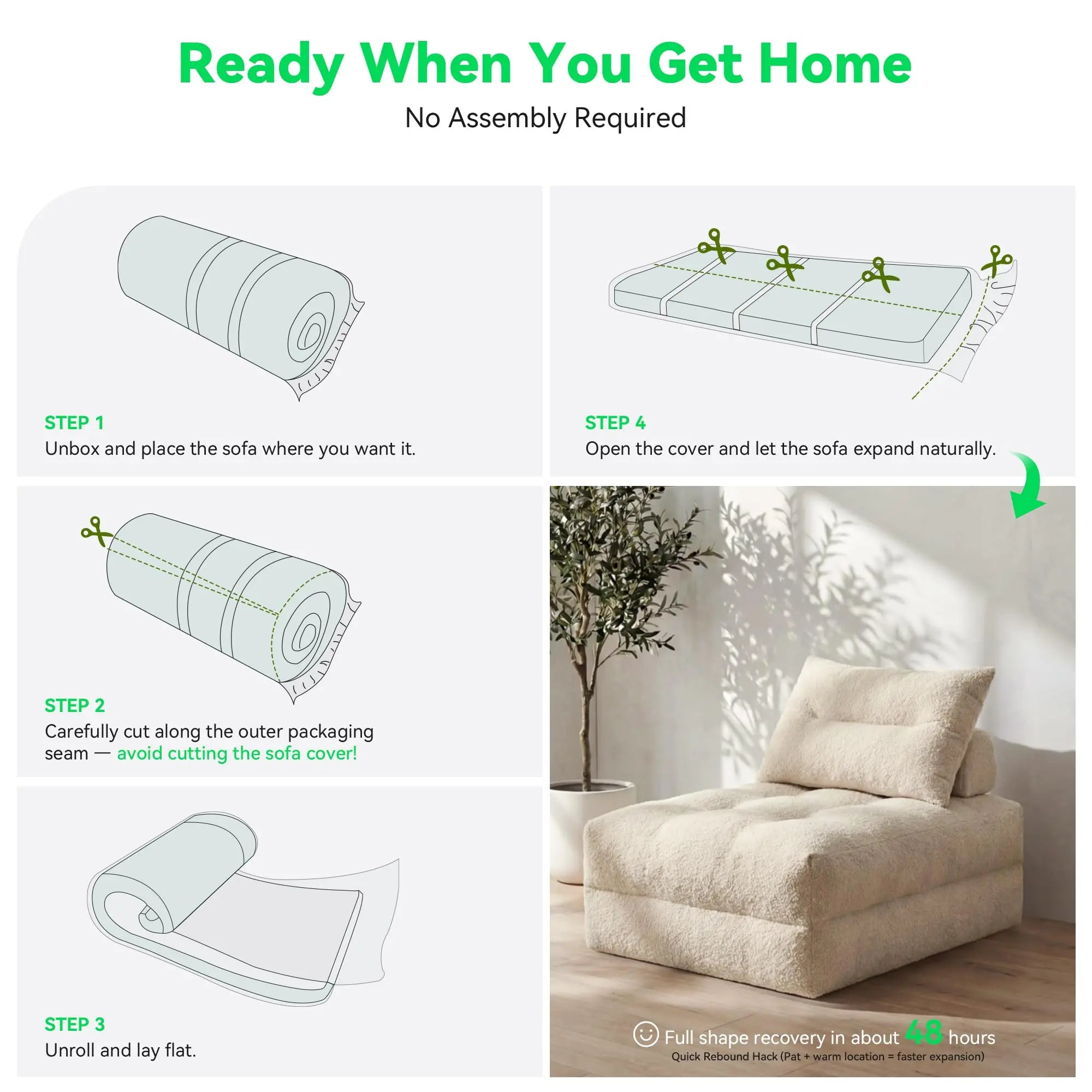 Folding Sofa Bed, 3-in-1 Convertible Recliner Bed