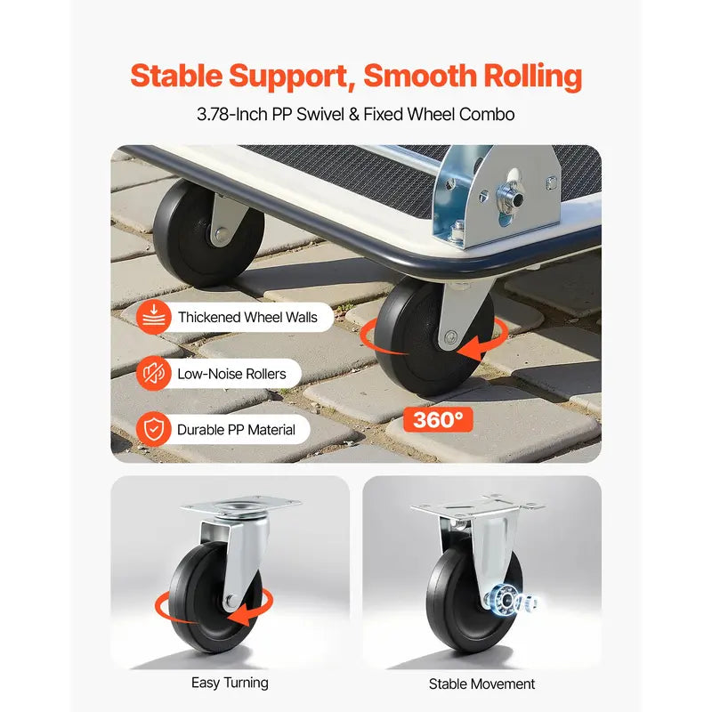 Steel folding cart with a load capacity of up to 330 pounds