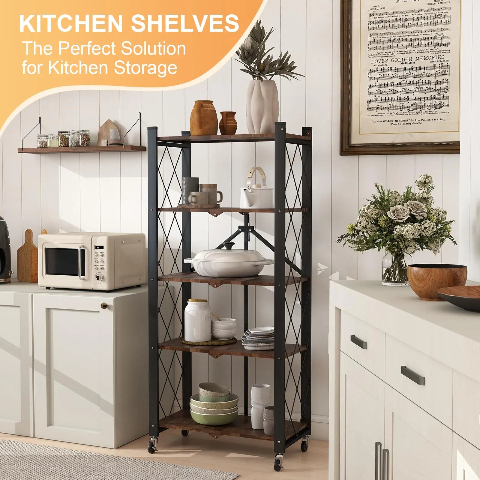Portable Foldable Metal Steel Storage Rack, No Assembly Required
