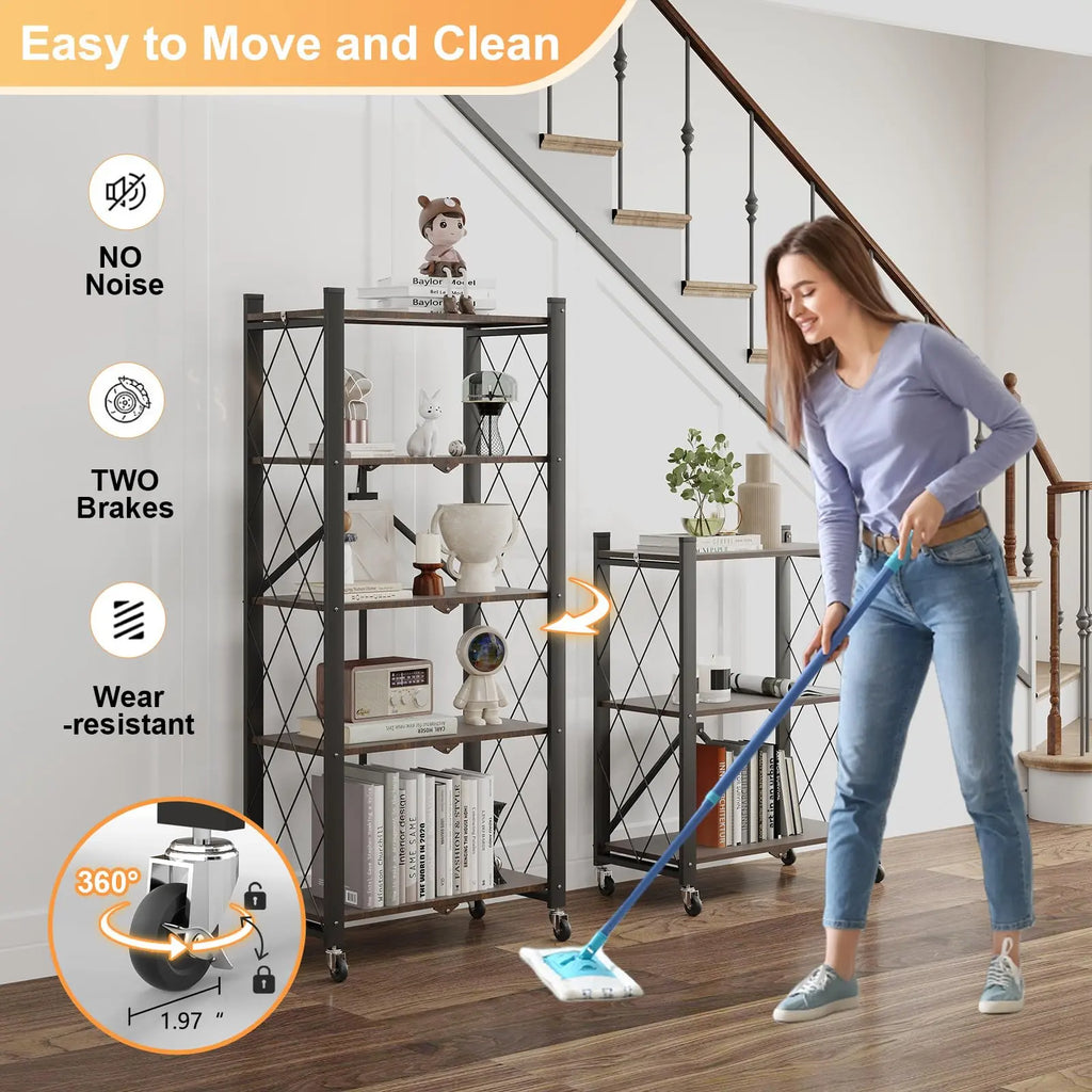 Portable Foldable Metal Steel Storage Rack, No Assembly Required