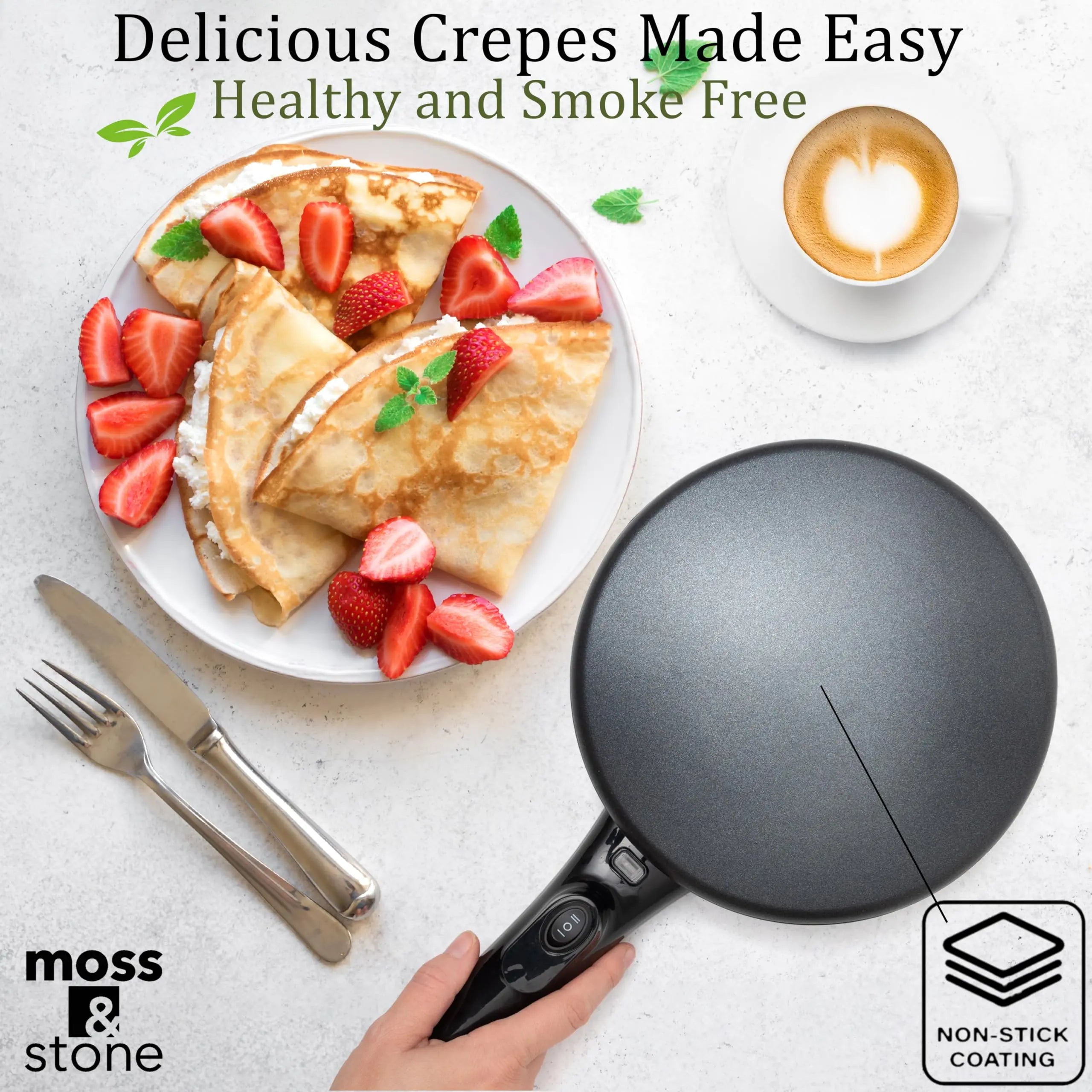 Cordless Electric Crepe Maker, 8-Inch Portable Nonstick Crepe Pan