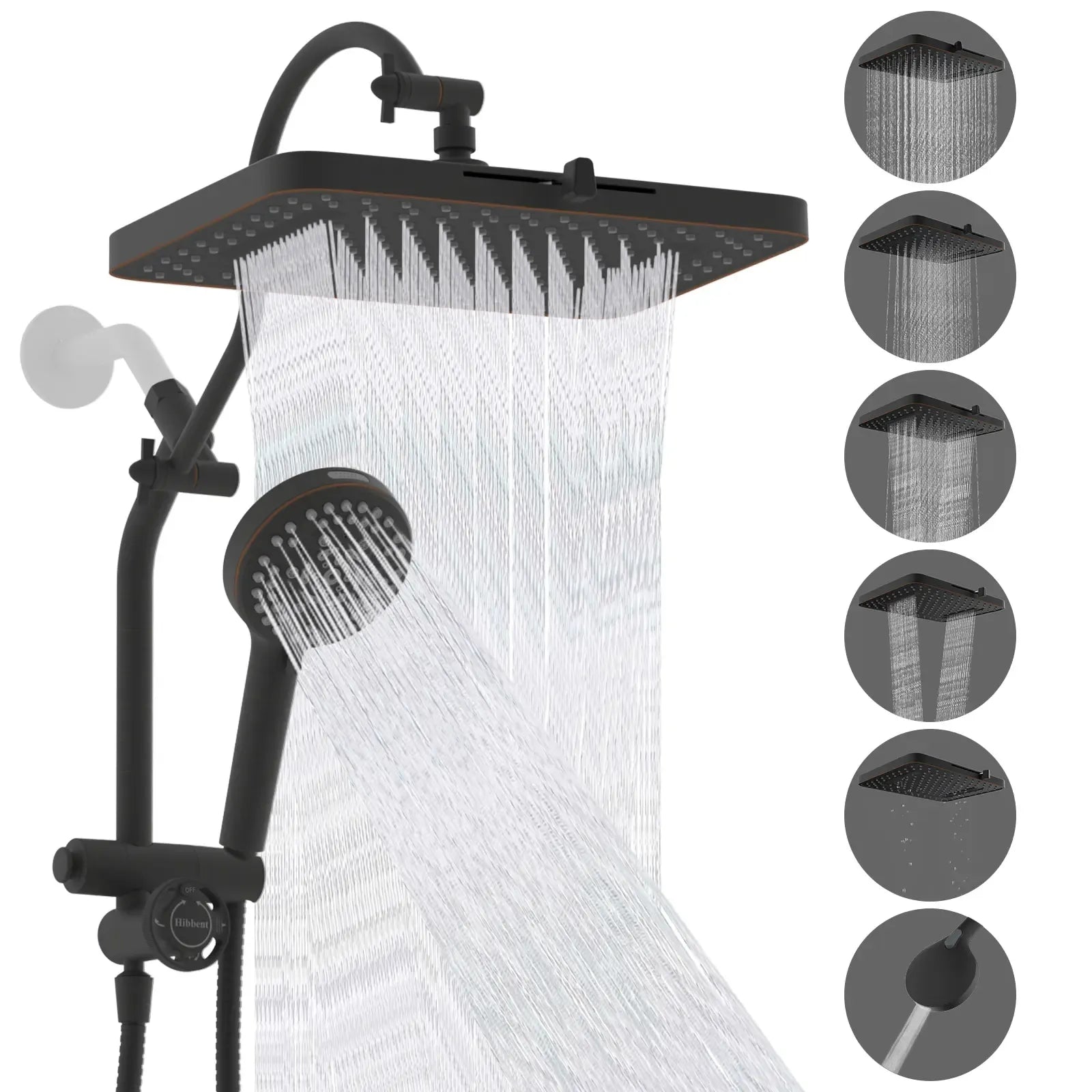 13-Inch High-Pressure Rainfall Shower Head Combo – 10-Mode Handheld Sprayer & Adjustable Extension Arm