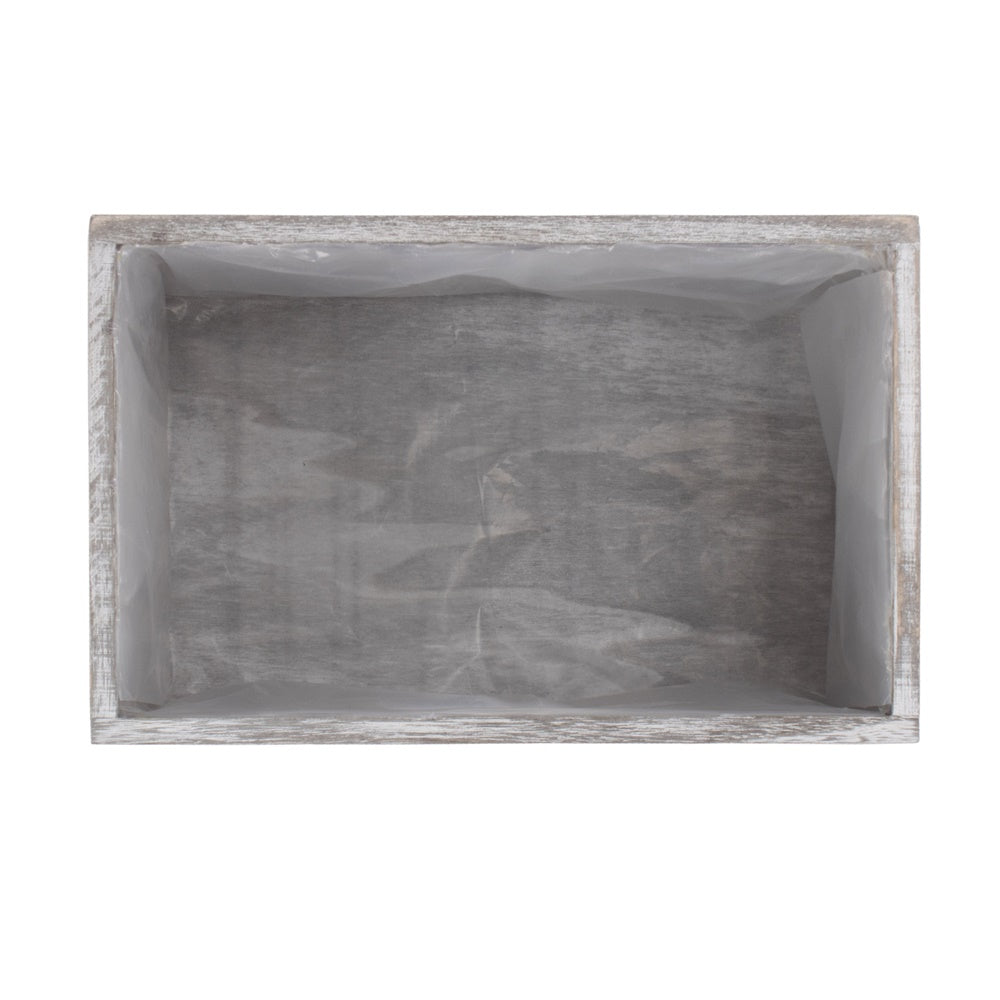 Whitewash Effect Wooden Planter with Plastic Lining