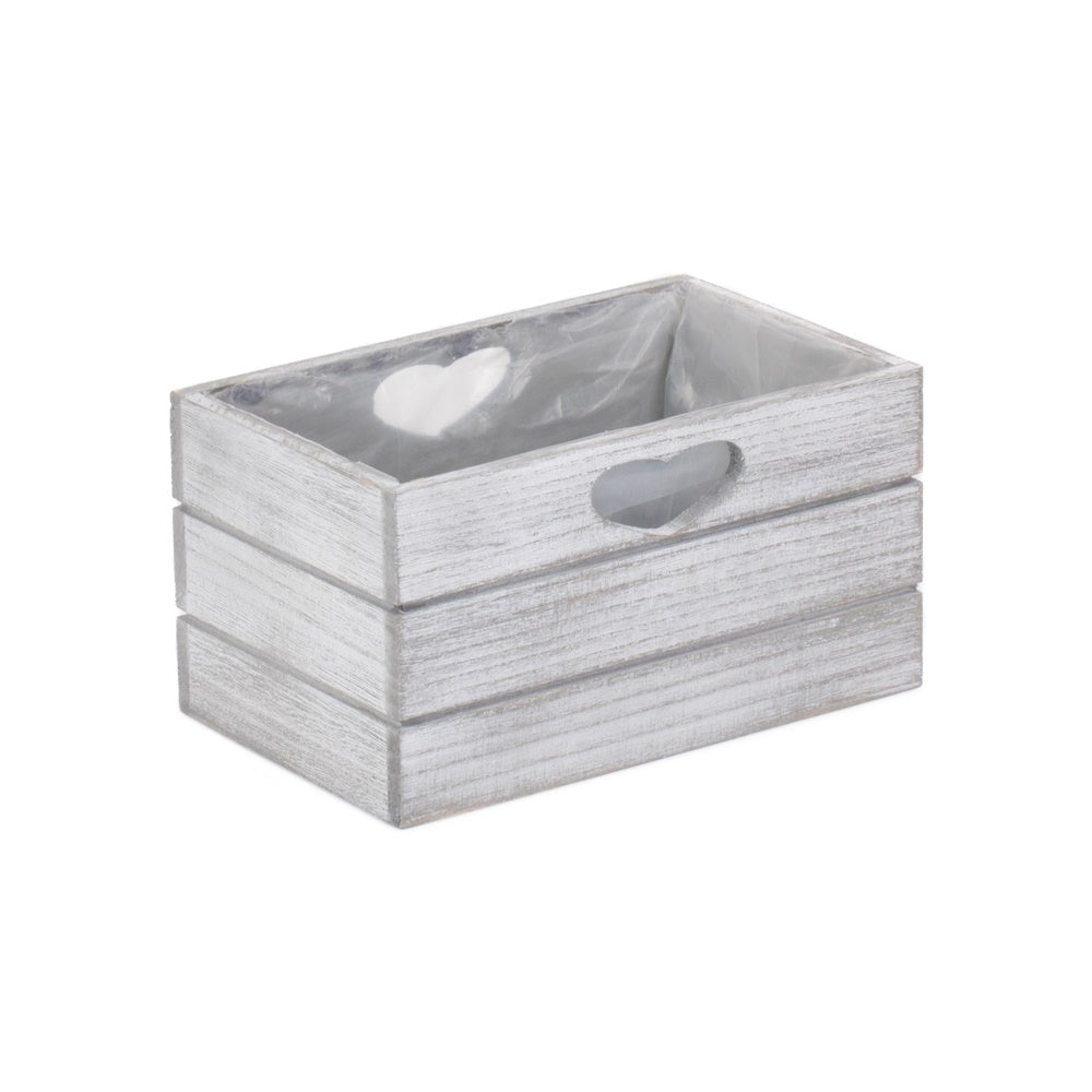 Whitewash Effect Wooden Planter with Plastic Lining