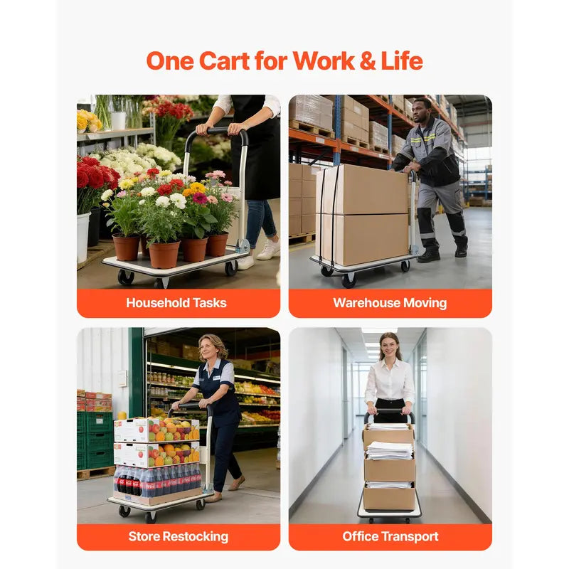 Steel folding cart with a load capacity of up to 330 pounds
