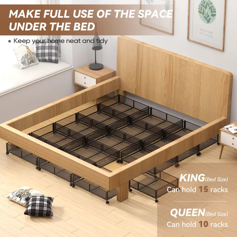 2-piece under-bed storage box with swivel wheels – foldable storage container