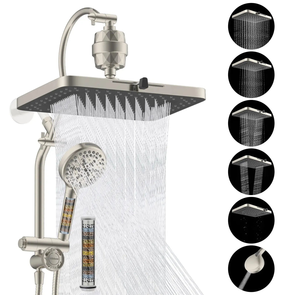 13-Inch High-Pressure Rainfall Shower Head Combo – 10-Mode Handheld Sprayer & Adjustable Extension Arm