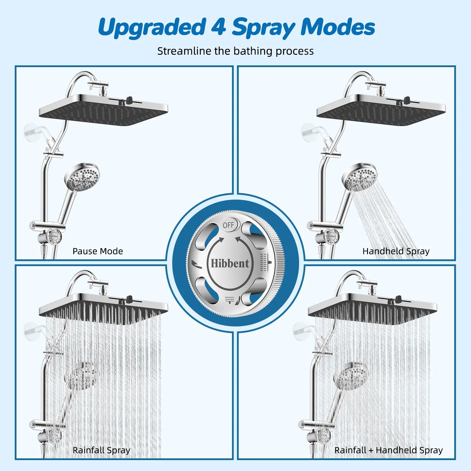 13-Inch High-Pressure Rainfall Shower Head Combo – 10-Mode Handheld Sprayer & Adjustable Extension Arm